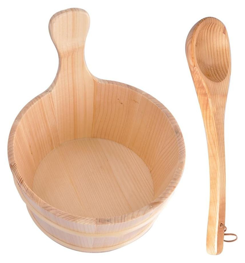 Merkloze Houten Sauna Emmer en Pollepel Set, 4L