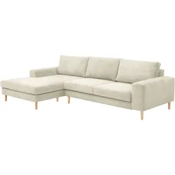 SOFA mit Longchair links Kaylynn Cordstoff creme