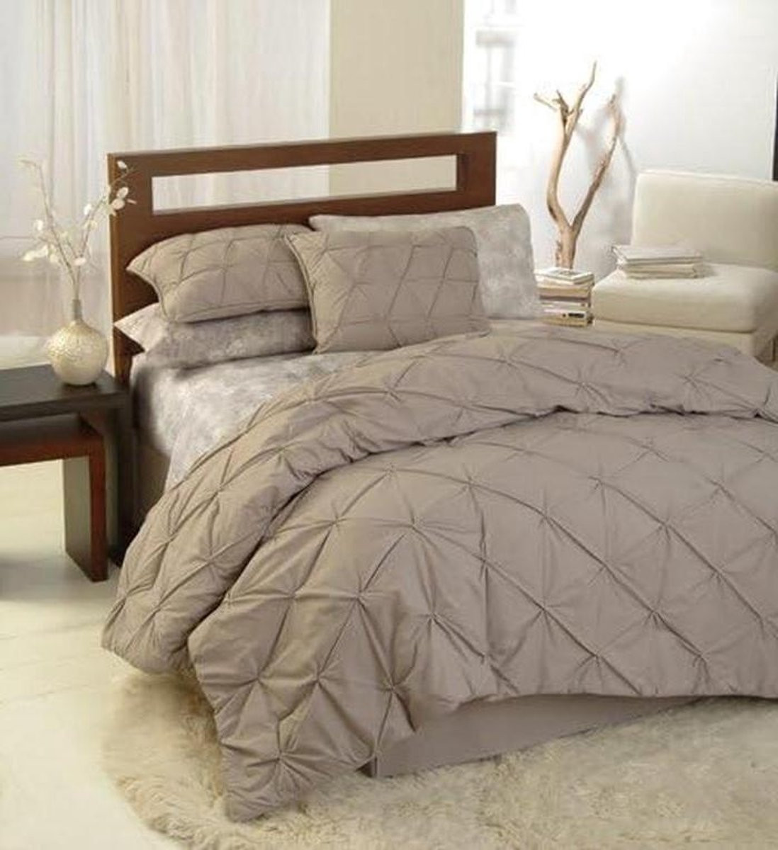 Dekbedset in klassieke vrouwelijke stijl, Taupe, Twin maat