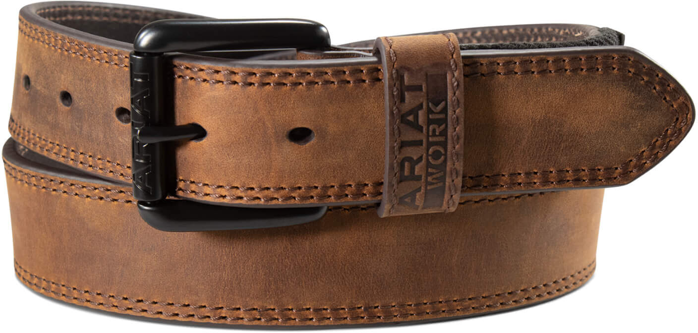 Men's Work Comfort Stretch Belt in Brown Leather, Size: 46 by Ariat