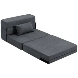 MODFU Schlafsessel aus Schaumstoff in Dunkelgrau, klappbar, 210x80 cm, 3-in-1 mit Bettfunktion