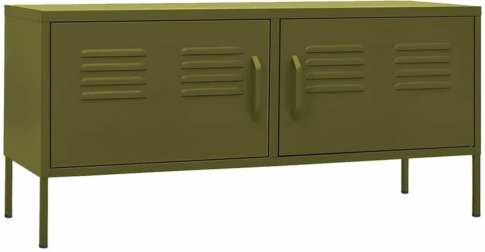 vidaXL Meuble TV Vert olive 105x35x50 cm Acier