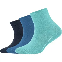 3er Pack camano Soft Baumwolle Quarter Socken Kinder 6205 - aqua splash 27-30