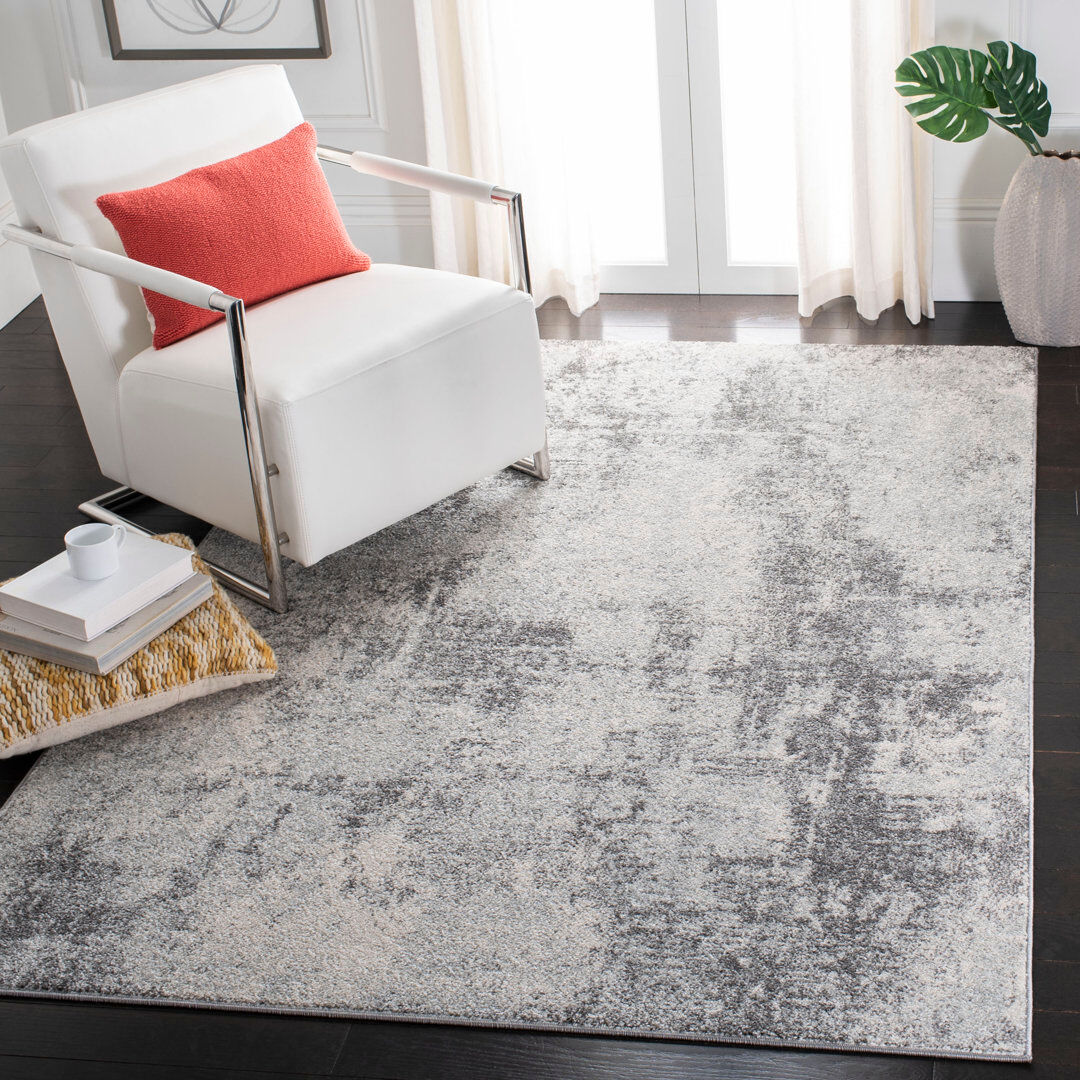 Ivy Bronx Jerilyn Abstract Area Rug Gray Rectangle 122 x 183 cm