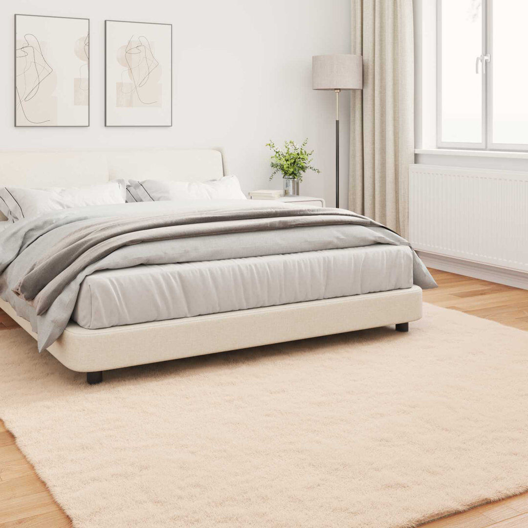 Latitude Run Faux Rabbit Fur Rug Olite Polyester Taupe Square 200 cm