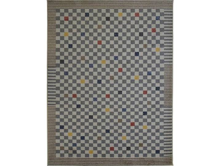 Tapis effet laineux motif damier multicolore 195x270