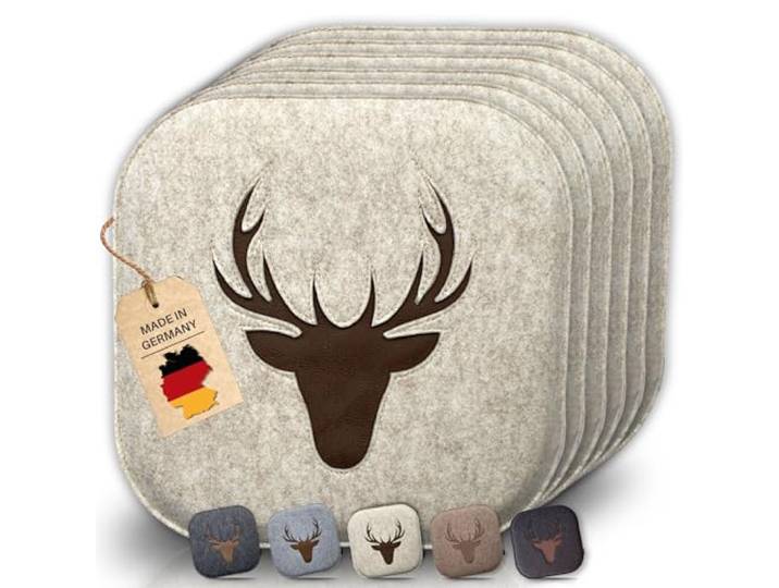 kontor28® - Sitzkissen Filz handgefertigt Made IN Germany Sitzkissen Stuhl 37,5x37,5 cm aus rPET-Filz extra weiche und robuste Polsterung Sitzauflage Stuhl Johann beige 6er-Set