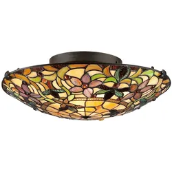 Elstead Lighting Kami Deckenleuchte 2-flammig Vintage Bronze Tiffany Glas