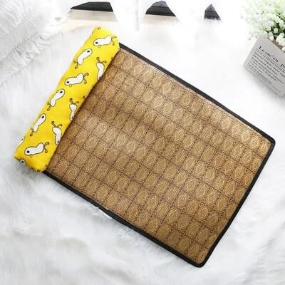 Uplift Picks Natural Rattan Cat Cooling Mat For Summer Rest yellow Duck s