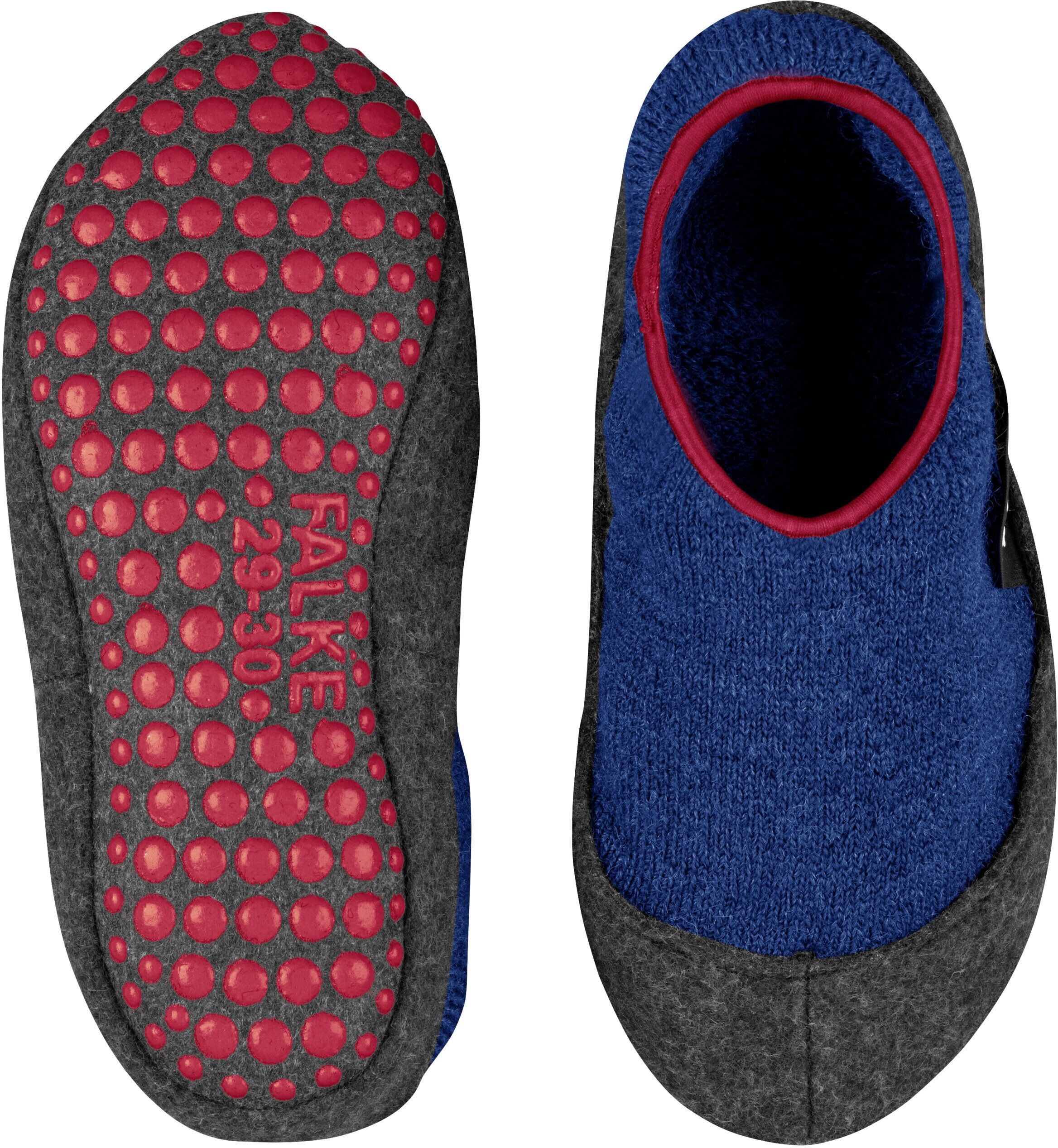 Haussocken FALKE "Cosyshoe", Kinder, Gr. 27-28, blau (cobalt blau), Obermaterial: 90% Schurwolle, 10% Polyamid, unifarben, Socken Haussocken, mit Noppendruck atmungsaktiv, klimaregulierend, geruchshemmend