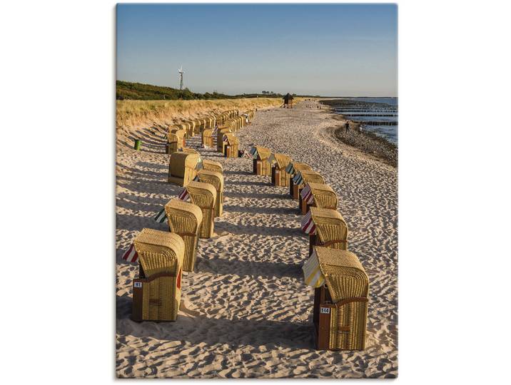 Leinwandbild ARTLAND Strandkörbe Ostseeküste in Wustrow , blau (farbe bild(er): blau), B:30cm H:40cm, Bilder, Leinwandbild, auf Holzrahmen gespannt