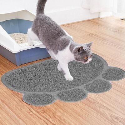Inspired Deals Anti Tracking Cat Litter Mat Claw Design Waterproof Cat Mat With Non Slip Grip gray