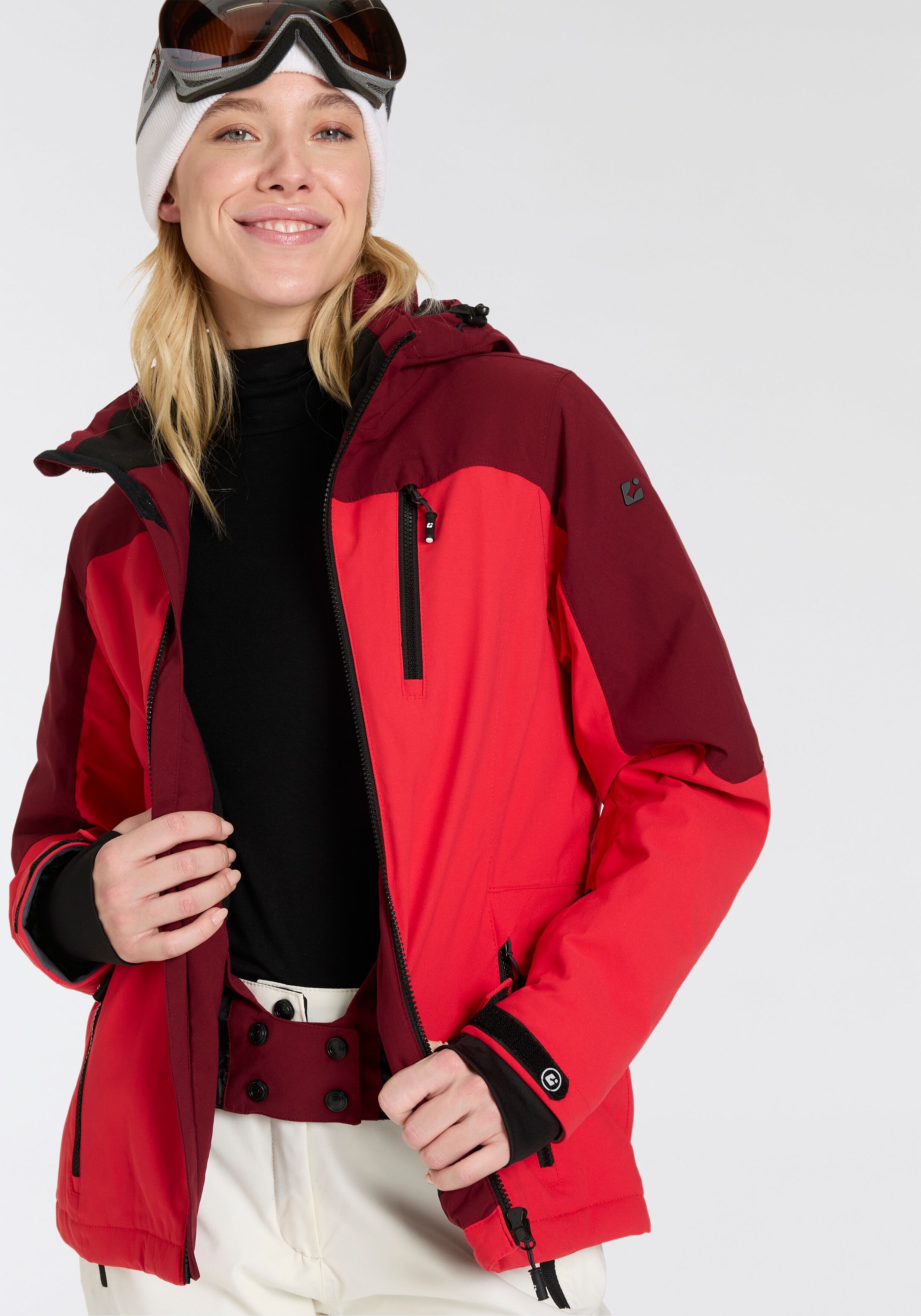 Winterjacke KILLTEC "KSW 435 WMN SKI JCKT", Damen, Gr. 46, rot (modern rot), Web, Obermaterial: 100% Polyester, Jacken Winterjacke, wasserabweisend, winddicht, atmungsaktiv, aus Polyester modern rot 46