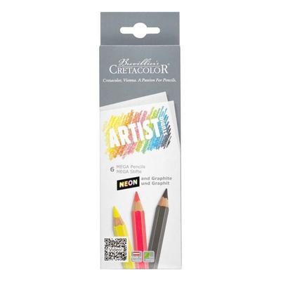 Cretacolor Buntstifte MEGA Neon+Graphit, 6er Set