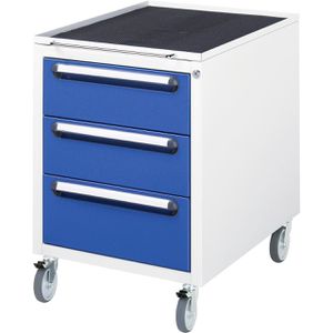 Rau Rau Rollcontainer EUS33AME12, aus Metall, lichtg / blau, mit 3 Schubladen & Griff, abschließbar