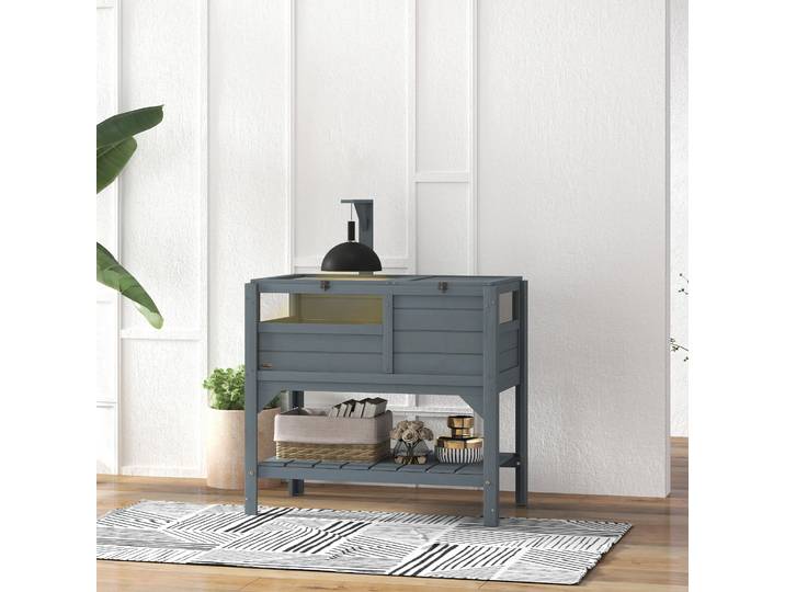 PawHut Maison Tortue Bois avec Rangement 103H x 84L x 51l cm