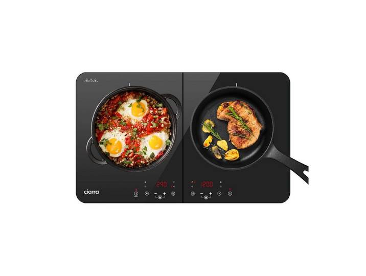 CIARRA Doppel-Induktionskochplatte 60cm Induktionskochfled CBTIH2, Touch Bedienung 9 Stufen Timer