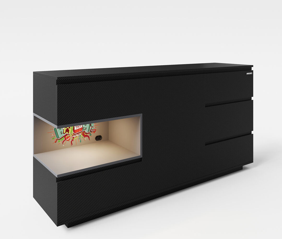 Minecraft 5 Drawers Combo Dresser Black 82.3cm H X 160cm W X 40cm D