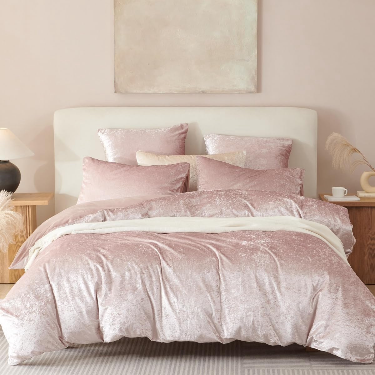 Flanel Biber Beddengoed Set Roze voor volwassenen met dekbedovertrek 155x220 cm en kussensloop 80x80 cm