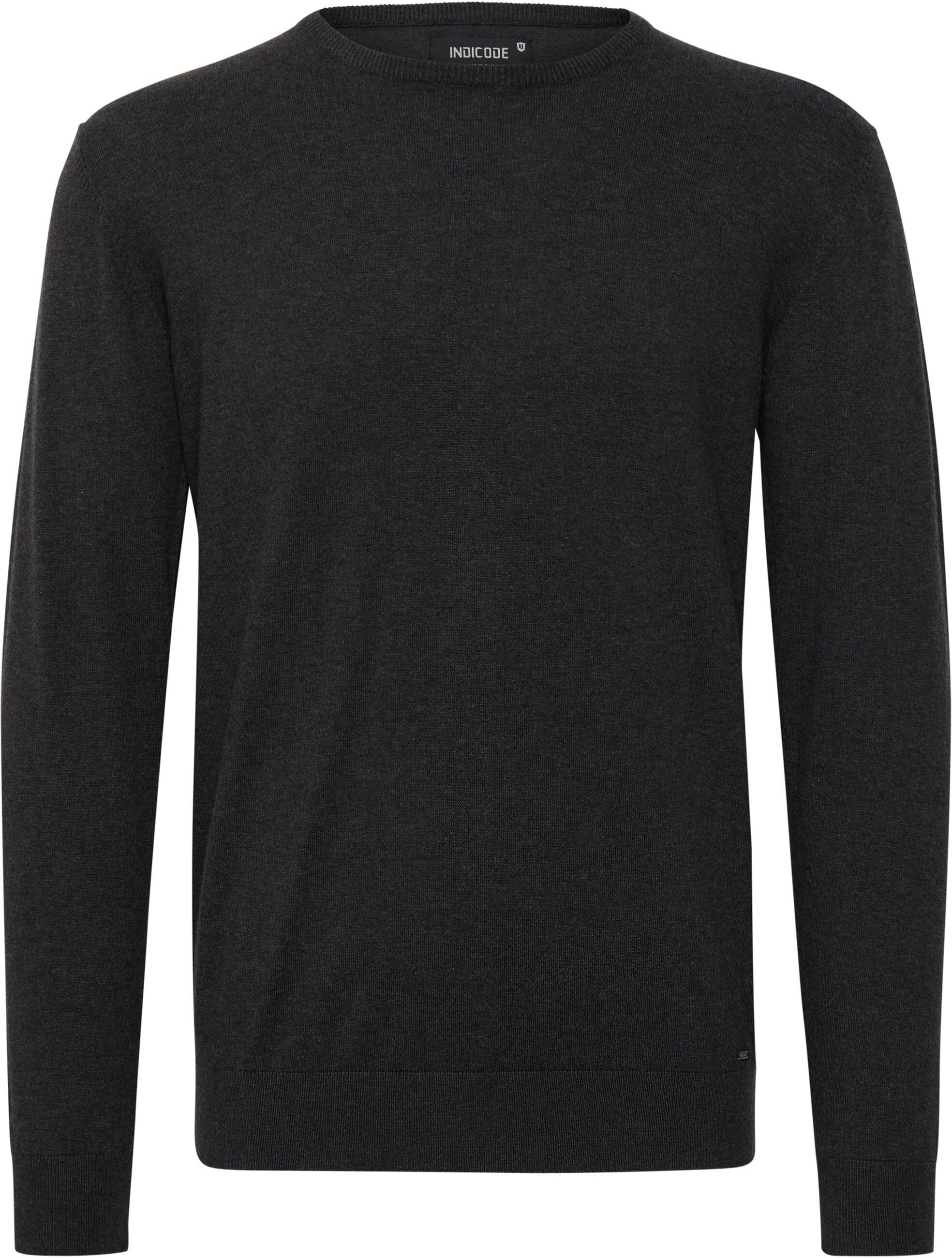 Rundhalspullover INDICODE "Rundhalspullover IDBadan", Herren, Gr. XXL, grau (charcoal mix), Obermaterial: 100% Baumwolle CO., Pullover Rundhalspullover