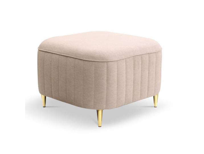Sepro Meble Pouf Beige Loren Mit Goldenen Beinen Bezogen Mit Castel Stoff, 60x41x60 cm, Wohnzimmer, Sessel, Hocker & Hockerbänke, Poufs