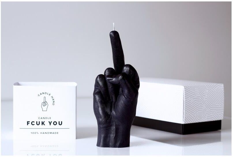 Formkerze "Mandatus Candle Hand F*ck you", schwarz, H:20cm Ø:9cm, Kerzen, Formkerze schwarz Ø/H: 9cm x 20cm