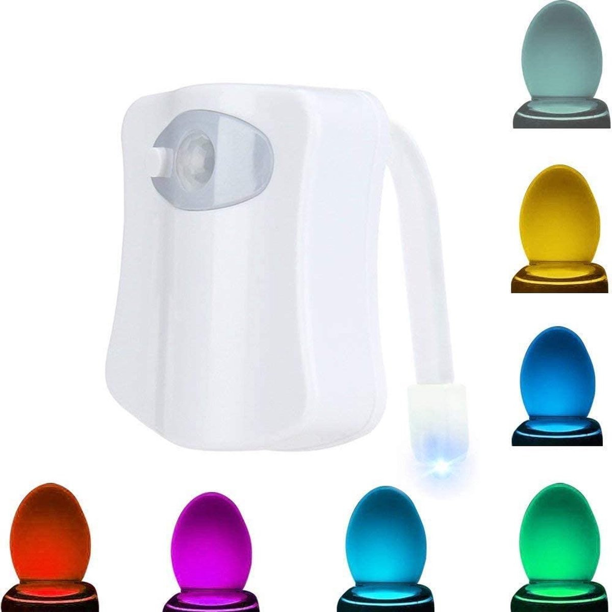 LED toilet nachtlicht met bewegingssensor en RGB-verlichting, wit