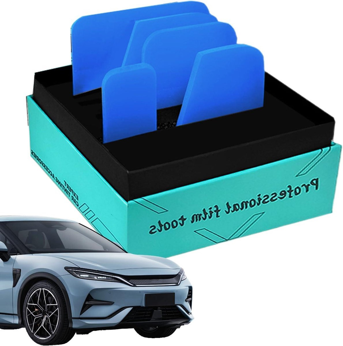 Set van 5 blauwe flexibele rakel schrapers voor het glad aanbrengen van folie