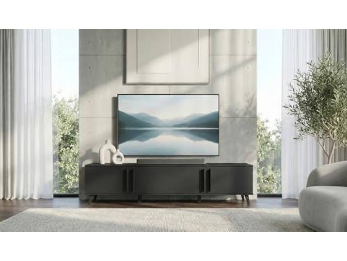 MINIO go for it - TV Schrank Huron, Lowboard Breite 180 cm Stehend Fernsehschrank für das Wohnzimmer, Farbe: Schwarz matt