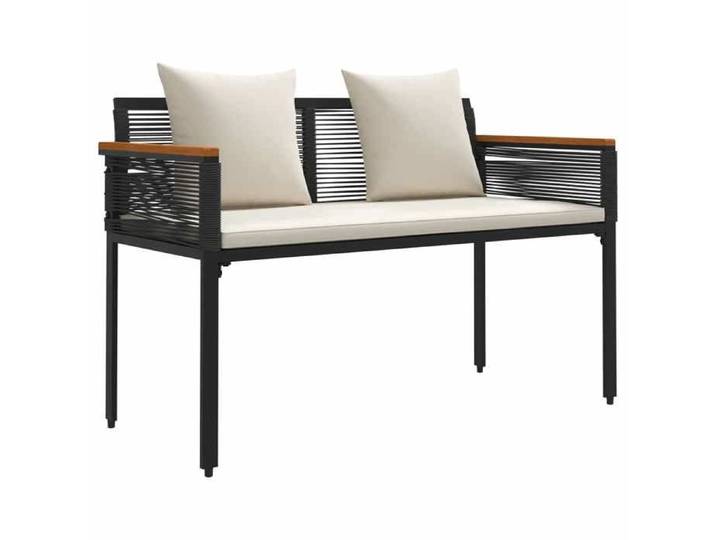 Moderne Banc extérieur/banc de Balcon - Banquette de jardin Noir et blanc crème 117x54x74.5 cm polyrotin @EU913707
