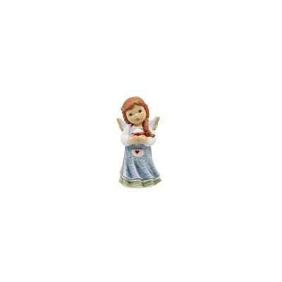 Engelfigur GOEBEL "Heiße Schokolade", blau (bunt), B:5cm H:5cm T:10cm, Dekofiguren, Engelfigur