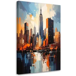LEINWANDBILD, Bunte Wolkenkratzer New York