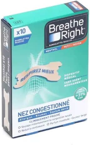 BREATHE RIGHT Bandas Nasales Mentoladas 10uds