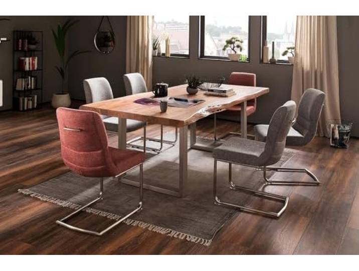 möbelando Baumkantentisch >Calabria< in Akazie Natur lackiert - 240x79,5x100 (BxHxT)