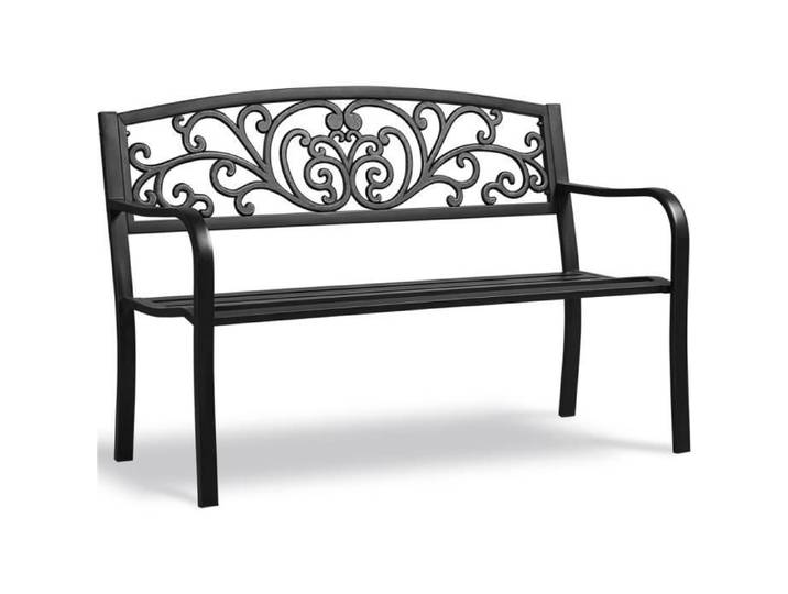 Yaheetech Banc de Jardin 3 Places Banc de Jardin en Métal Charge Max. 181 kg 127 x 63 x 86 5cm Noir