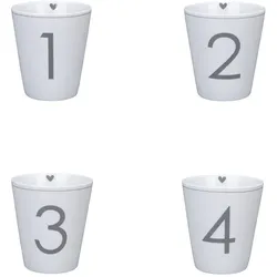 Krasilnikoff Happy Mug Advents 4er Set, Ø 8,7 x H 10 cm, 4er Set, weiß