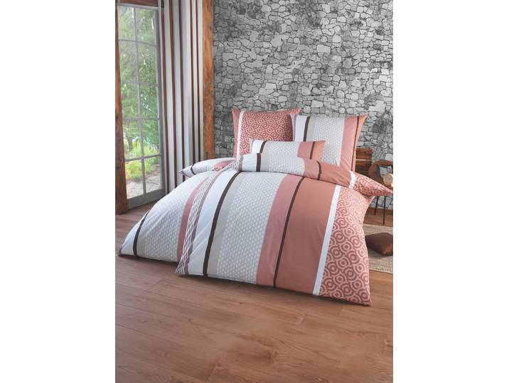 Beidseitig bedruckte Bettwäsche-Garnitur in Renforcé- Qualität, Braun, Größe 111 (40/80 cm + 135/200 cm)