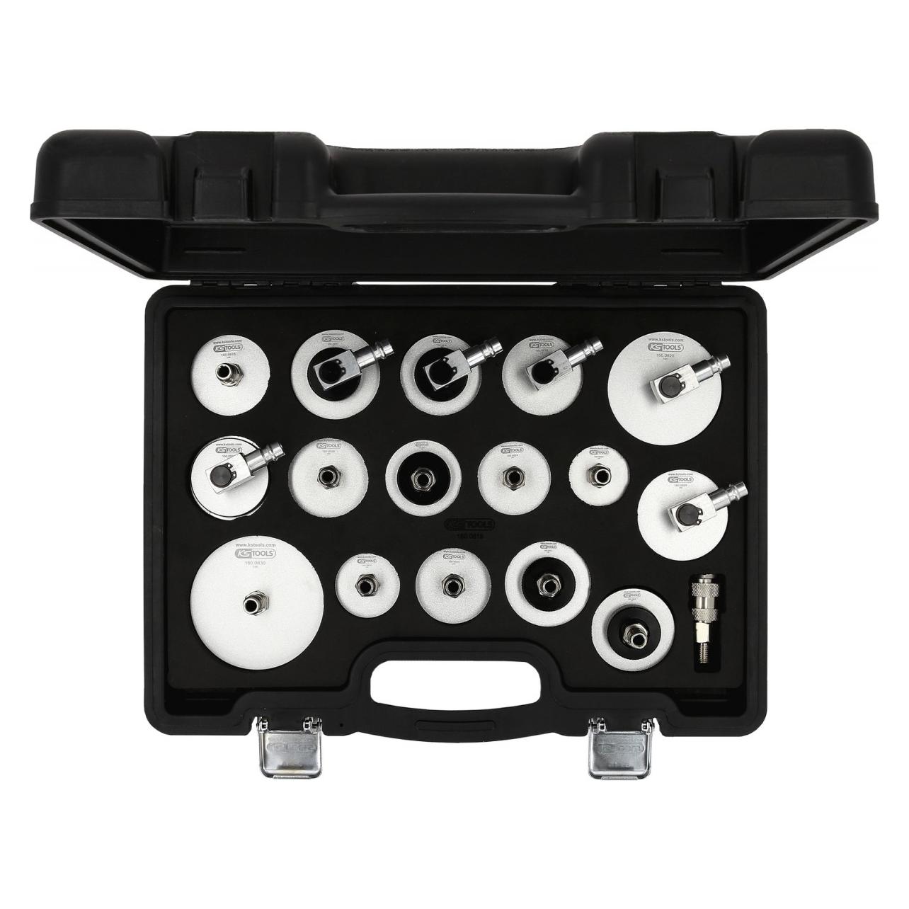 KS Tools Universal-Entlüfterstutzen-Adapter-Satz zur Bremsenentlüftung, 17-tlg (160.0815)