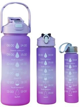 Uplift Essentials 3 Piece Nesting Motivational Water Bottle Set purple Gradient