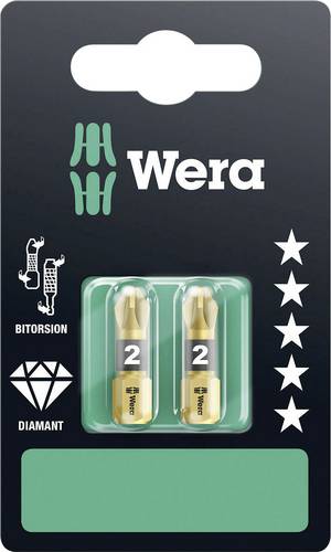 Wera 855/1 BDC SB SiS 05073339001 Kreuzschlitz-Bit PZ 2 Werkzeugstahl diamantbeschichtet D 6.3 2St.