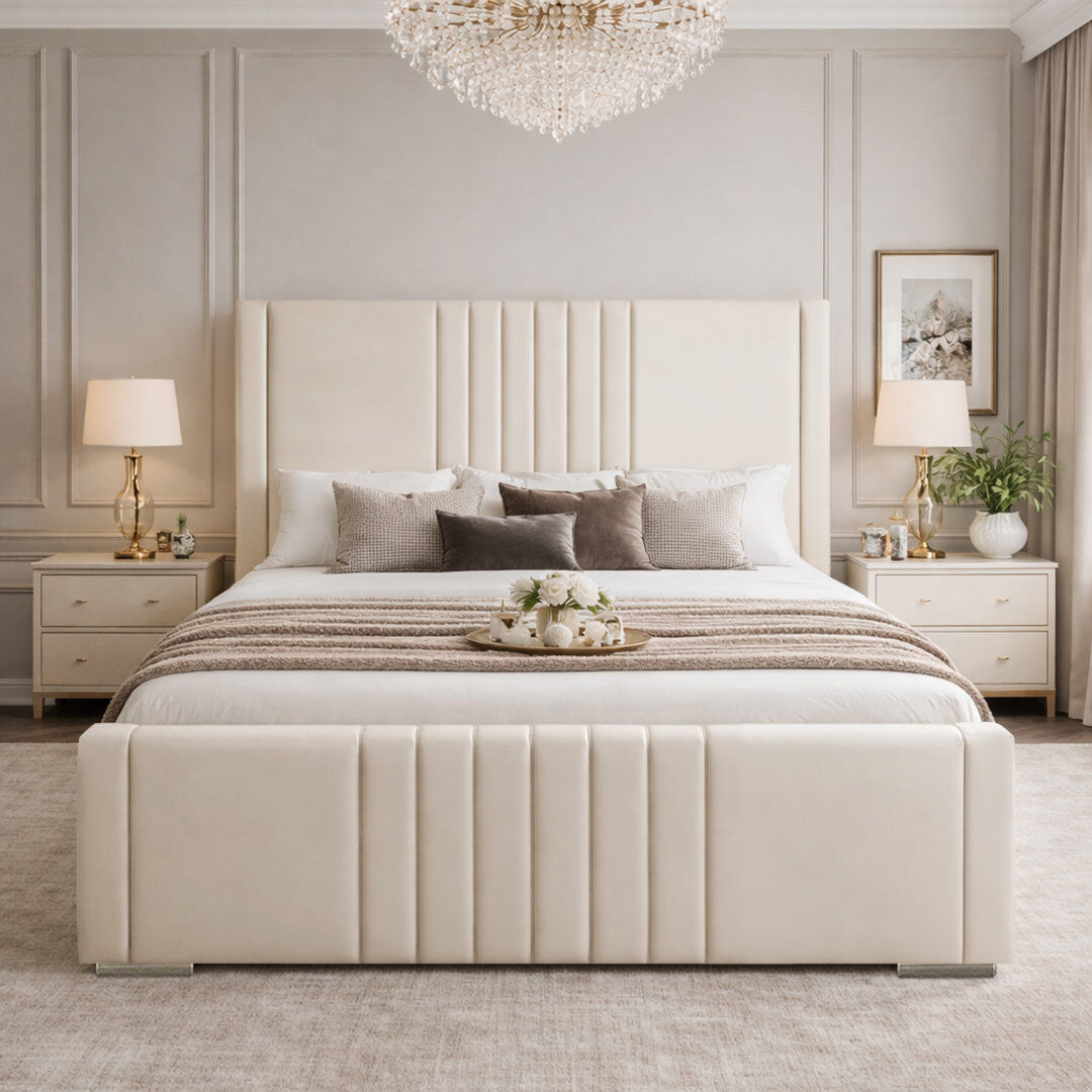 Lark Manor Upholstered Bed Cream Double (4'6)