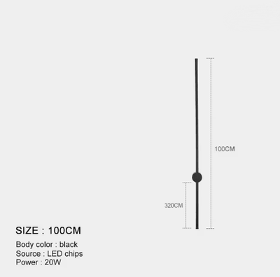 Inspire Essentials Modern LED Long Wall Light Minimalist Black Bedside Sconce 3 nature White(3500 5500k)