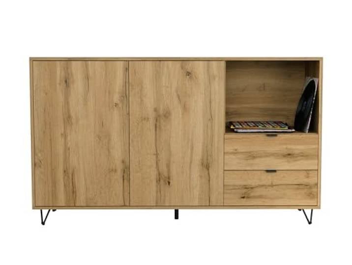 Vladon Sideboard Marino, Kommode mit 2 Türen und 2 Schubladen Eiche Evoke, Made in Germany, Korpus Eiche Evoke (152,5 x 90,5 x 37 cm)
