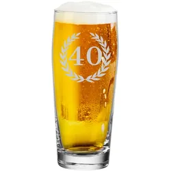 Luxentu Willi Becher Bierglas Helles-Glas 0,5 Liter mit Eichung - 40. Jubiläum