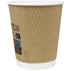 MONOUSO - Riffelbecher aus Kraftpapier 8Oz/240ml Ø8,0cm (25 Stück)