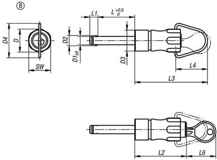 KIPP Kugelsperrbolzen abschließbar 12mm 30mm Griffmulde Ring (K1803.102212030)