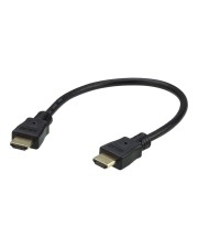 ATEN Highspeed mit Ethernet HDMI Ethernetkabel M bis M 30 cm abgeschirmt Schwarz 4K Unterstützung (2L-7DA3H)