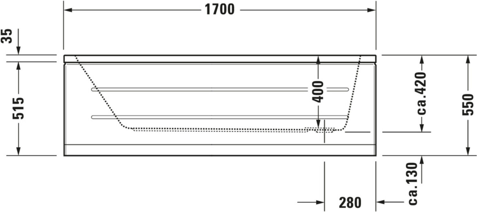 Duravit Whirlwanne D-Code 170x75cm, EB-Version, 1 RS, we., J Proj. (760100000JP1000)