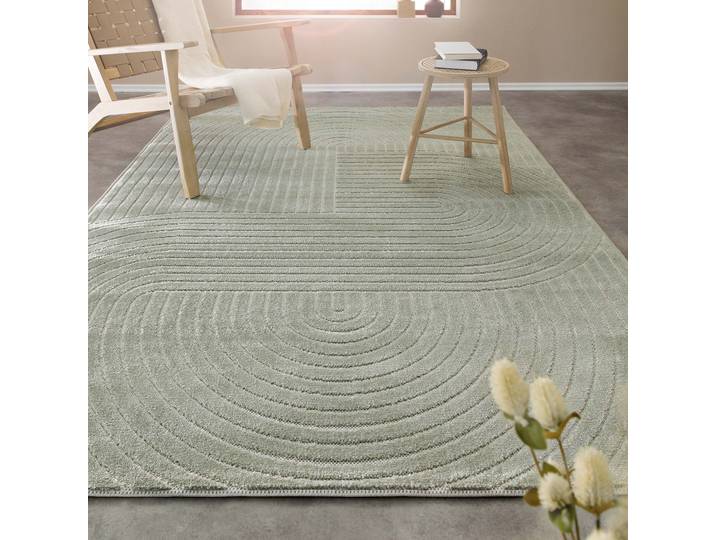 Teppich WECON HOME Bacalar , grün (salbei grün), B:120cm H:5mm L:160cm, Polypropylen, Teppiche, Teppich, Innen & Aussen, robust, pflegeleicht, 3D-Optik, wetterfest, waschbar