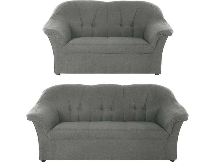 Polstergarnitur DOMO COLLECTION Pegnitz , grau, Struktur fein, 100% Polyester, Sitzmöbel-Sets, Polstergarnitur, 3-Sitzer & 2-Sitzer-Set